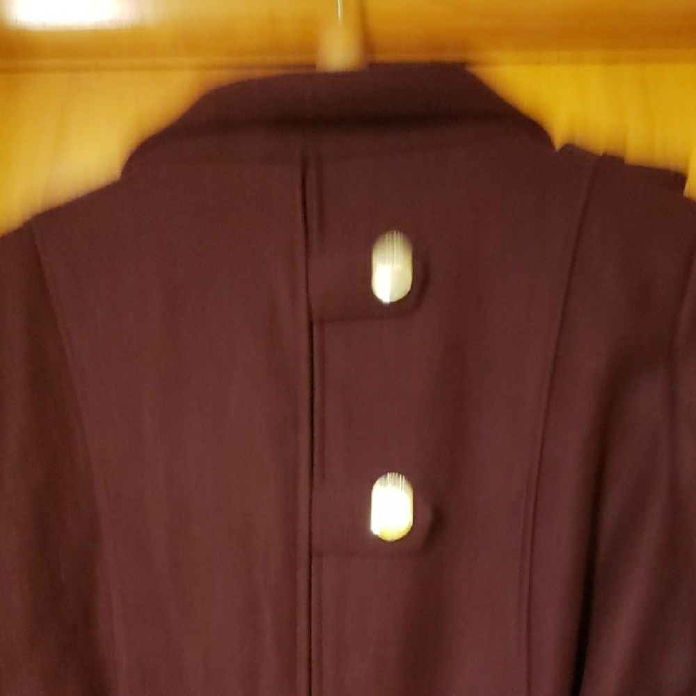 Guess Burgundy Deep Wine Wool Blend Trench Coat with Floral Lining Designer - Picture 8 of 11